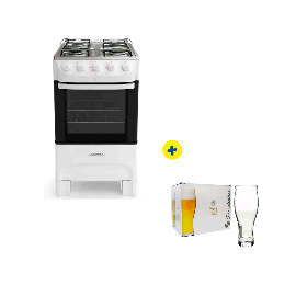 Combo Cocina Hometech 4 hornillas Fratello Blanca + Vasos 6 Piezas