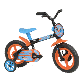 Bicicleta - aro 12 - negra/naranja/azul - masculina - mundo mágico - Athor
