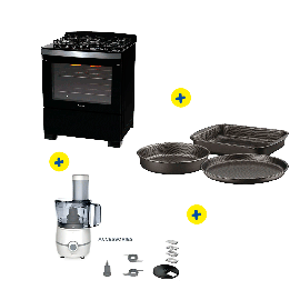 Combo Cocina Dako 5 hornillo negra + Juego Moldes Tramontina + Procesador HOMETECH Blanco 