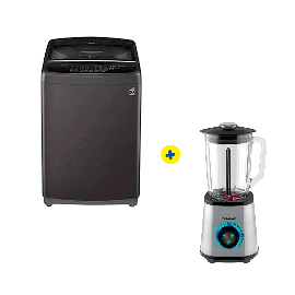 Combo Lavadora LG 19 Kg. Dark Inox Carga Sup + Licuadora Hometech De 1.5 L Negra 