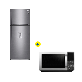 Combo Refrigerador LG 424 Lts Inverter + Microondas Hometech 25 Ltrs Negro Inverter