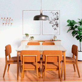 Juego de comedor + 6 Sillas - WIND 1,8 - Off/Nature