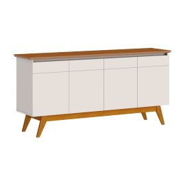 BUFETERA CLÁSICA 4 PUERTAS , COLOR BLANCO OPACO/FREIJO
