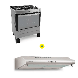 Combo Cocina HOMETECH 5H Piacere Vetro Inox + Extractor de Grasa Electrolux