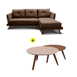 Sofá Triunfo Café + Conjunto Mesa clásica