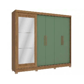 Ropero de 5 puertas y 4 gavetas color nogal/verde Oliva