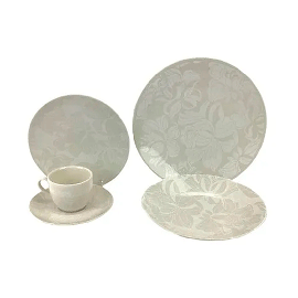 Vajilla 20 piezas - Blanco/gris - Oxford