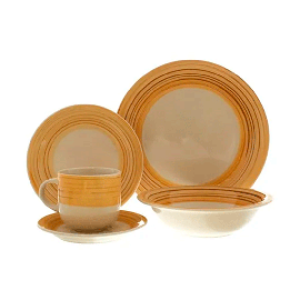 Vajilla 30 piezas - Crema/ chocolate - Royal line