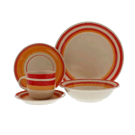 Vajillas 30 piezas - Crema/ roja/ coral - Royal line
