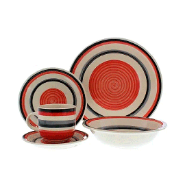 Vajillas 30 piezas - Crema/ negro/ rojo - Royal line