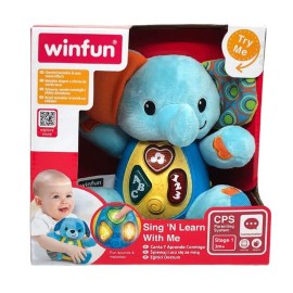 Peluche de  elefante canta y aprende conmigo winfun