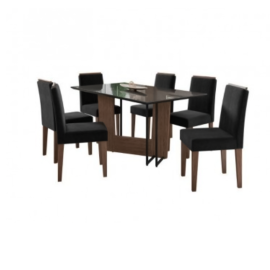 Juego de comedor amora 6 sillas color negro