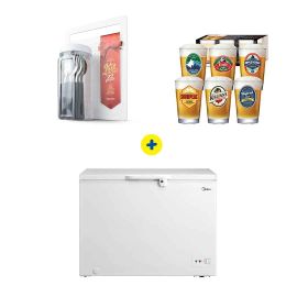 Combo Freezer horizontal 295 L + Juego de Cubiertos + Juego de vasos Happy Hour
