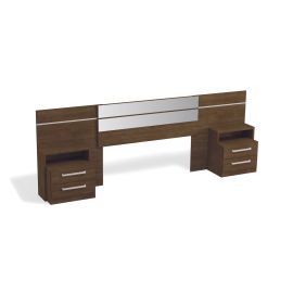 Respaldar de Madera con 2 Veladores color Nogal