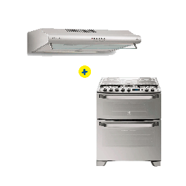 Combo Cocina Electrolux 5h Inox Doble + Extractor De Grasa Plana Electrolux 