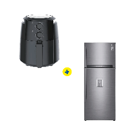 Combo Freidora Hometech 3.5 Lts 1500w Negra + Refrigerador LG 424 Lts Silver Inverter C/Dispenser 