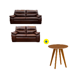 Combo Sofá Adria 3L Color Café + Mesa Lateral Clásica Redonda 