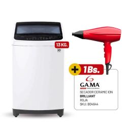 Combo Lavadora LG Inverter blanca 13 Kg + Secador Gama rojo brilliant 