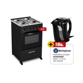 Combo Cocina New Caribe Hometech 4H + Hervidor eléctrico WW 1.7L