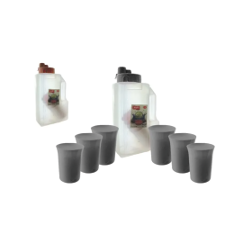 Botella Homelite con Vasos Set de 4 Piezas, Rosado/Transparente y Gris/Transparente 