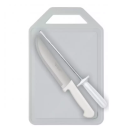 Tabla plastica con cuchillo de 3 piezas / color blanco / simonaggio