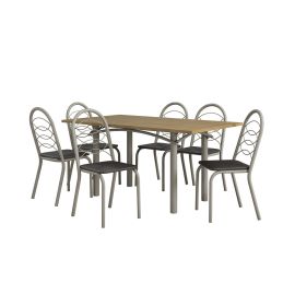 JUEGO DE COMEDOR CROMADO ELBA 6 SILLAS