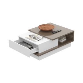 Mesa central smoked lacca, color blanco