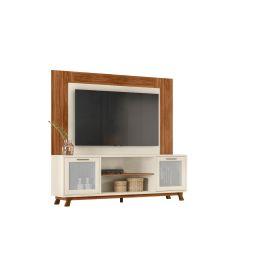 Bancada Lumi 1.8 Tv 75" 753 Canela Mel / blanco opaco