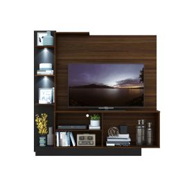 Mueble para Tv Dallas de 55pulg. maderado 2 puertas con 2 leds color nogueira/negro