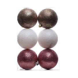 ESFERAS 8CM CON BRILLO FUCSIA/ROSADO/DORADO
