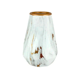 Florero - 12x15 Cm - Blanco/ Dorado