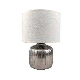 Lámpara de mesa – 31 cm - Plateado/Blanco - Decore