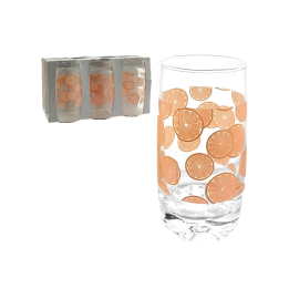 Vasos de 6 piezas vidrio 12 oz Hartin limones naranja 