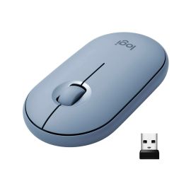 MOUSE LOGITECH PEBBLE M350 INALAMBRICO COLOR AZUL GRIS