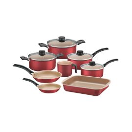 BATERÍA DE COCINA 8 PZAS TRAMONTINA CUTELARIA COLOR GUINDO 20298/717
