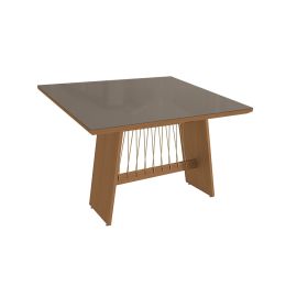 Mesa de comedor Daminia con vidrio para 6 sillas color negro