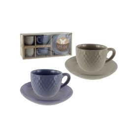 Taza C/Plato Life Art 8 pzas. colores gris, crema 727-02017