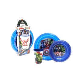 Plato vaso Avengers Marvel - 3 piezas - Azul