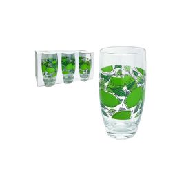Vasos 6pzas 14oz verde/transparente Limones c/Hojas    
