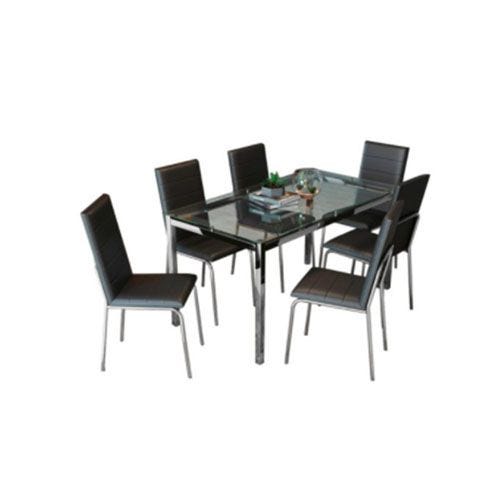 Juego Comedor 6 Sillas Mesa Vidrio 1,40x0,80 Todo Cromado - $ 1.108.000