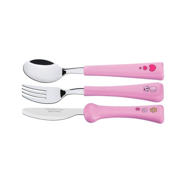 Set Cuchara Y Tenedor Bebe Infantil Alimentacion Divertido Niña